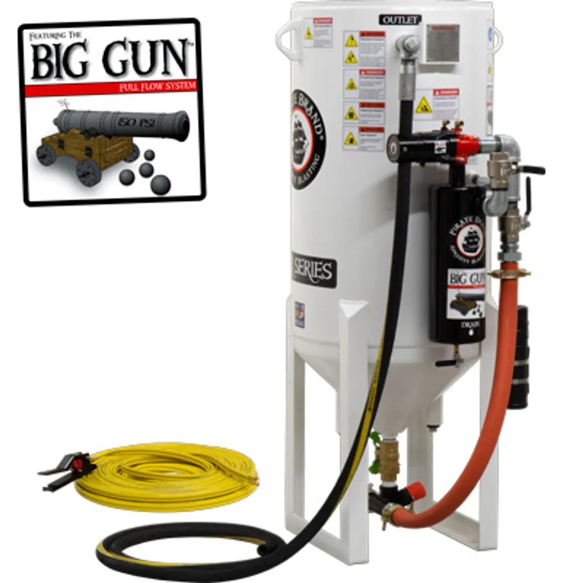 Pirate Brand, S-Series - 10 Cu Ft., Single Outlet, Standard Model - Blast Pot, Stationary, Pressure Release System, Pneumatic Controls 1