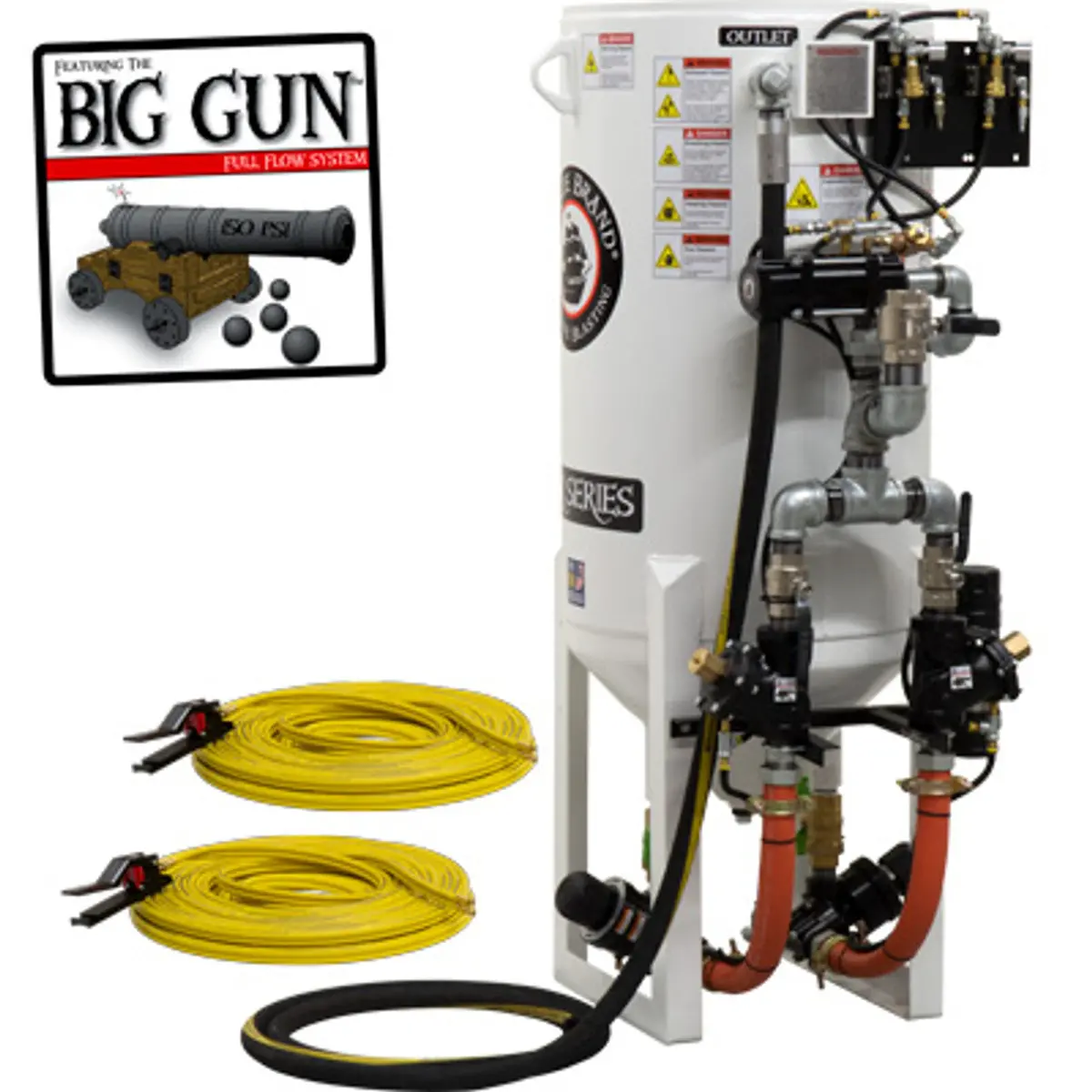 Pirate Brand, S-Series - 10 Cu Ft., Double Outlet, Standard Model - Blast Pot, Stationary, Pressure Release System, Pneumatic Controls 1