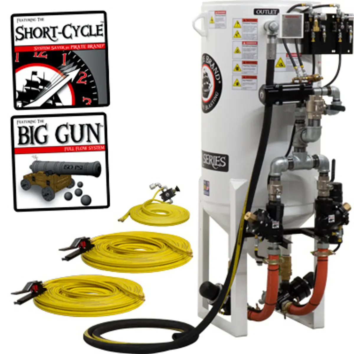 Pirate Brand, S-Series, Short-Cycle™ Series - 10 Cu Ft., Double Outlet, Standard Model - Blast Pot, Stationary, Pressure Release System, Pneumatic Controls 1
