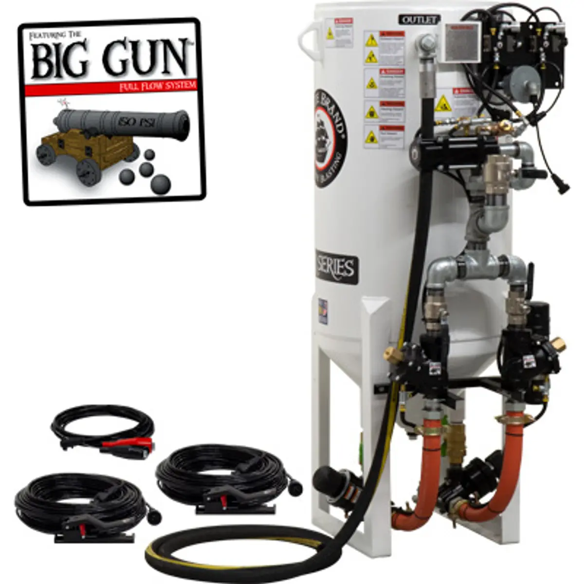 Pirate Brand, S-Series - 10 Cu Ft., Double Outlet, Standard Model - Blast Pot, Stationary, Pressure Release System, 12Vdc Electric Controls 1
