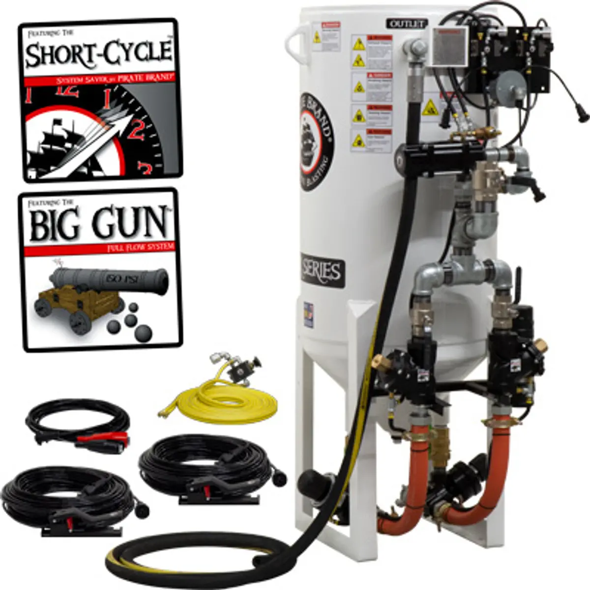Pirate Brand, S-Series, Short-Cycle™ Series - 10 Cu Ft., Double Outlet, Standard Model - Blast Pot, Stationary, Pressure Release System, 12Vdc Electric Controls 1