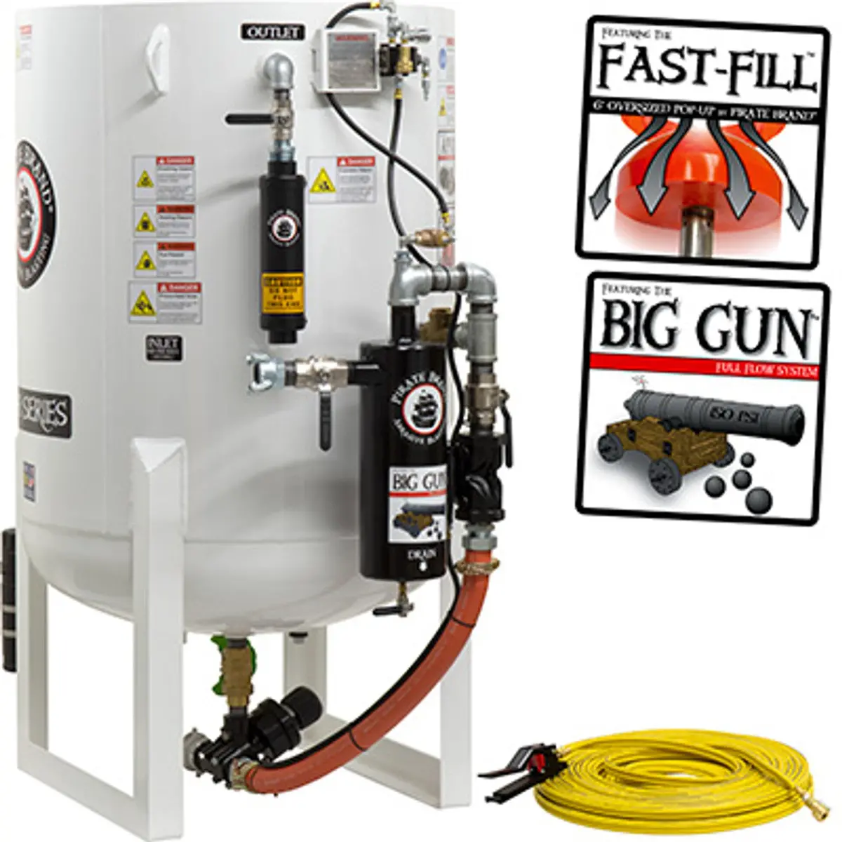 Pirate Brand, S-Series - 20 Cu Ft., Single Outlet, Standard Model - Blast Pot, Stationary, Pressure Hold System, Pneumatic Controls 1