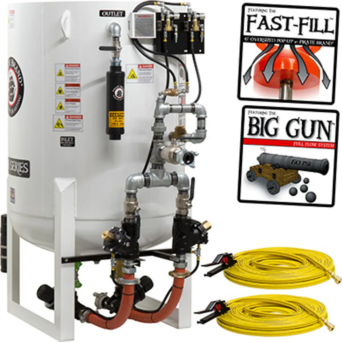 Pirate Brand, S-Series - 20 Cu Ft., Double Outlet, Standard Model - Blast Pot, Stationary, Pressure Hold System, Pneumatic Controls 1