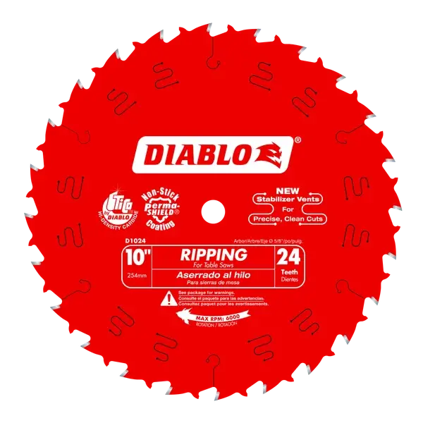 Diablo 10" X 24-Teeth Ripping Saw Blade For Wood D1024x 1