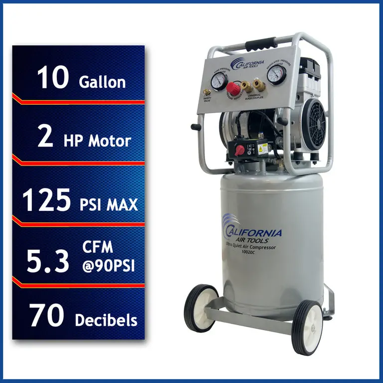 California Air Tools 2.0 Hp, 10 Gal. Ultra Quiet Air Compressor 2