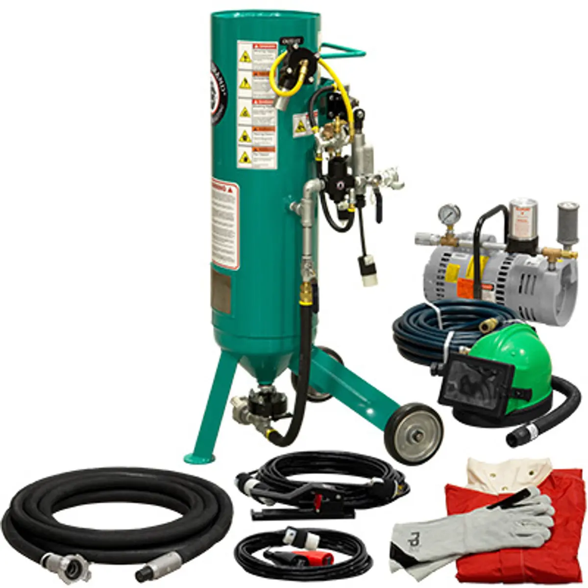 Pirate Brand, C-Series Jr., 1 Cu Ft., Silver Low Pressure Blasting Package - Blast Pot, Portable, Pressure Release System, 12Vdc Electric Controls 1