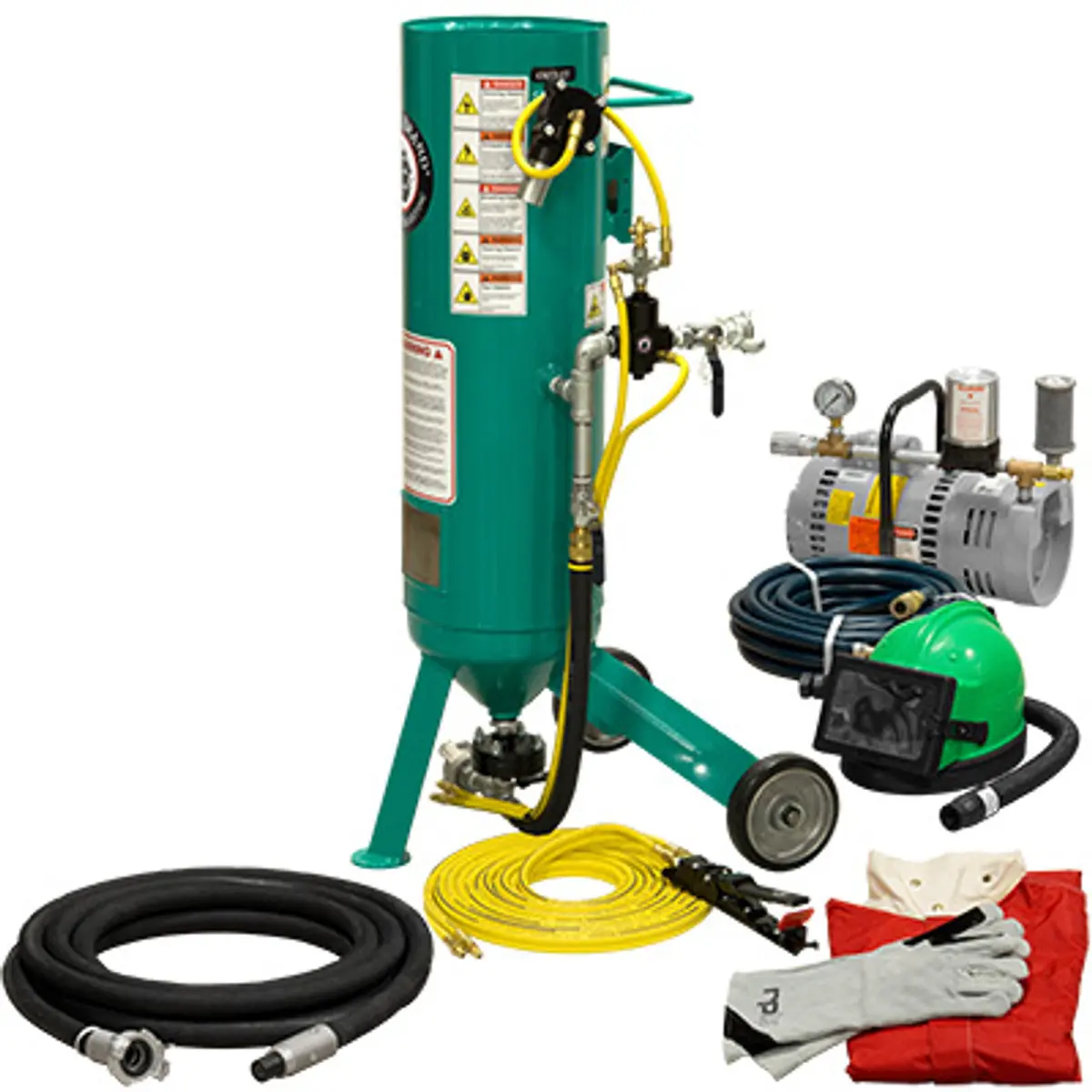Pirate Brand, C-Series Jr., 1 Cu Ft., Silver Low Pressure Blasting Package - Blast Pot, Portable, Pressure Release System, Pneumatic Controls 1
