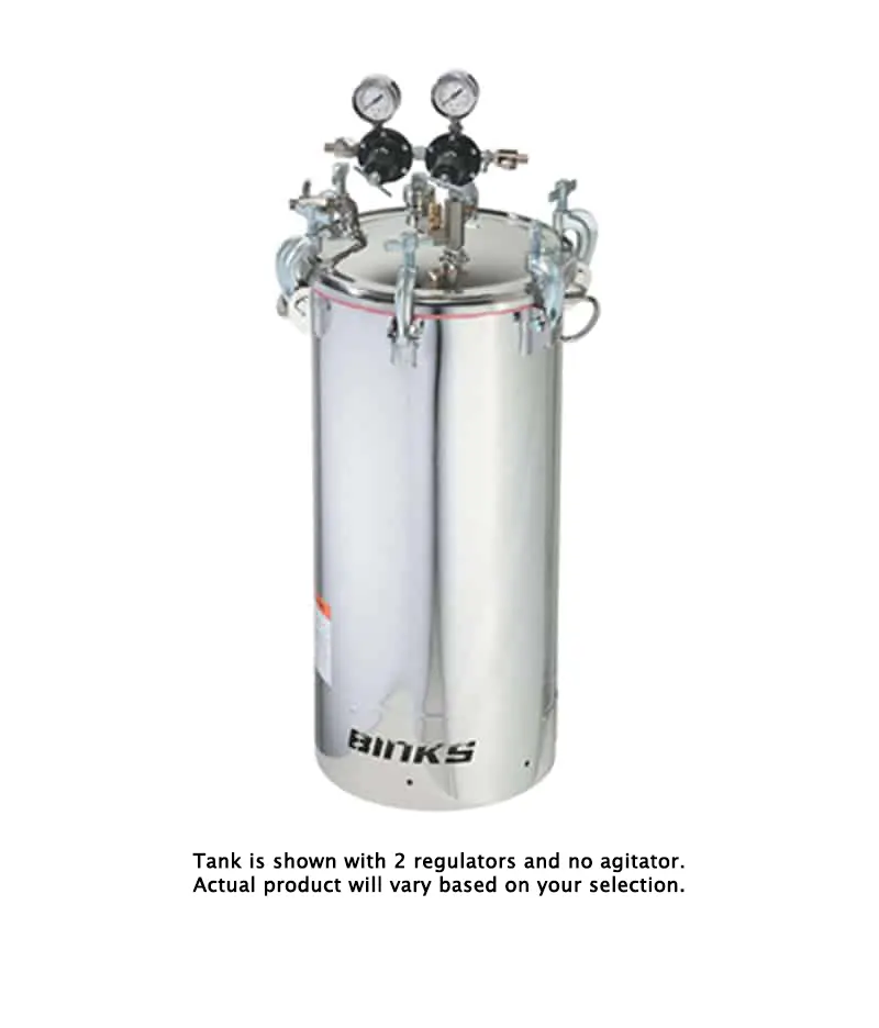 Binks Pressure Feed Asme Tanks, 15 Gallon Stainless Steel W/ 2" Bottom Outlet 1