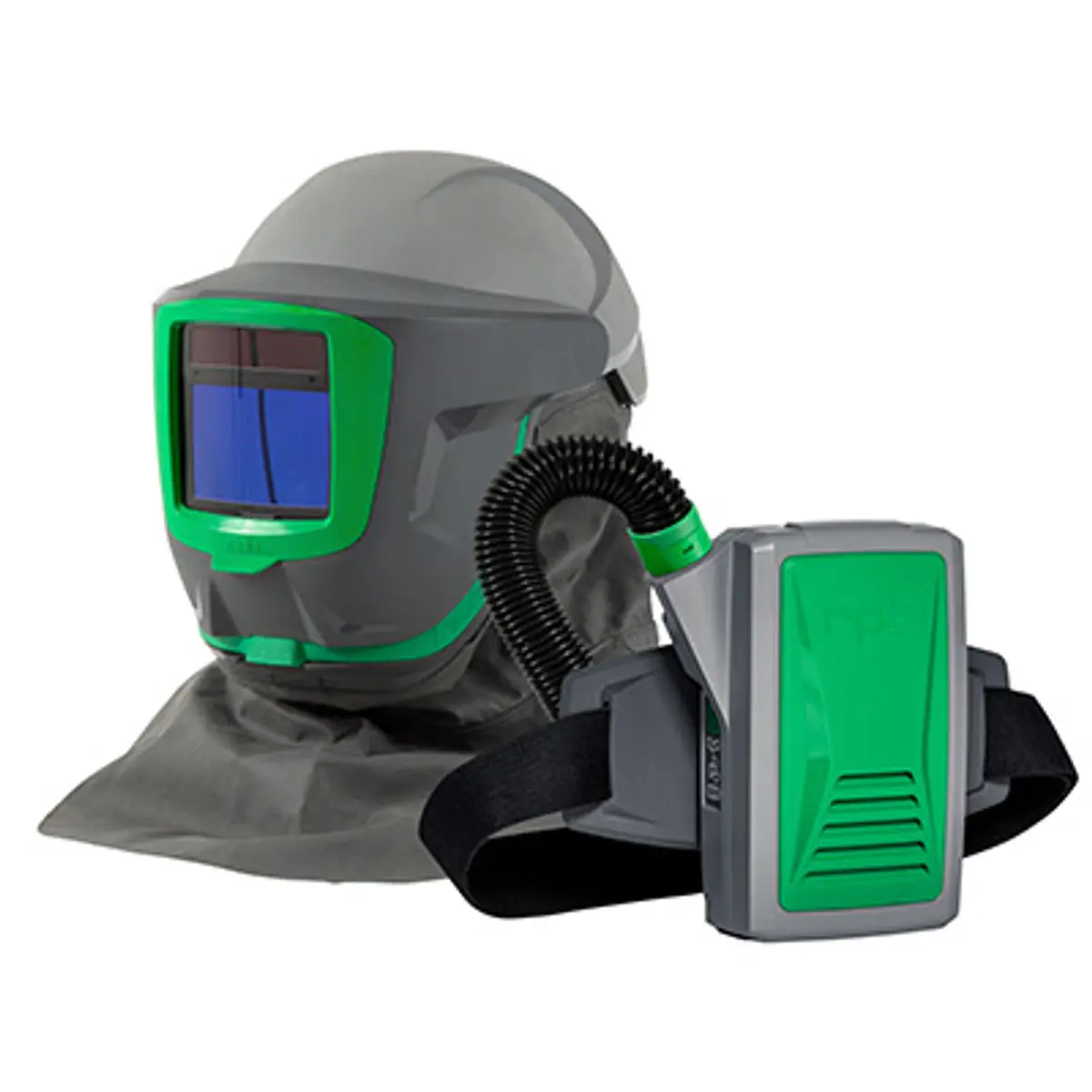 Pirate Brand - Rpb®, Z-Link®+ Respirator W/ Zytec Fire-Rated Shoulder Cape, Weld Visor W/ Auto-Darken Filter, Px5 Air Papr Belt Mounted Powered Respirator & High Efficiency Hepa Filter 1