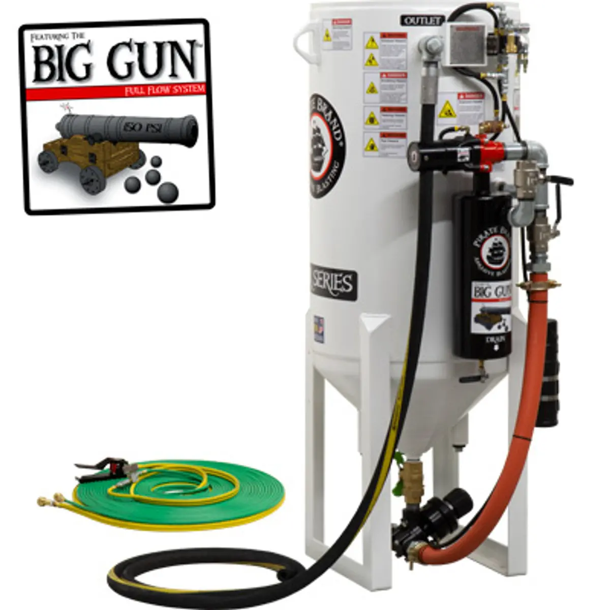 Pirate Brand, S-Series - 10 Cu Ft., Single Outlet W/ Abrasive Cut-Off (Hose Mounted) - Blast Pot, Stationary, Pressure Release System, Pneumatic Controls 1