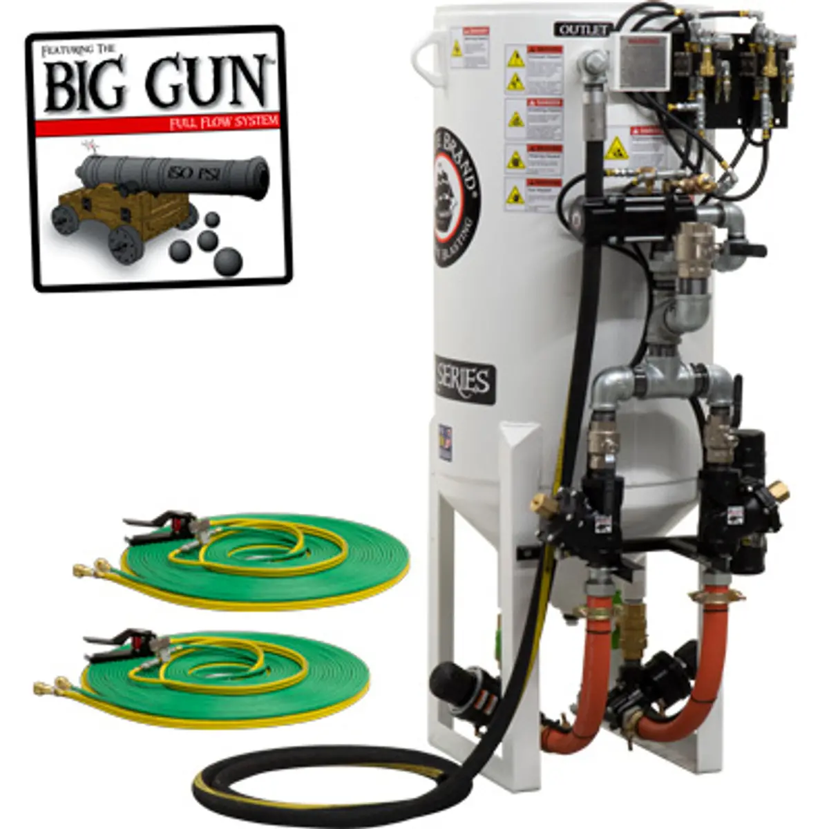 Pirate Brand, S-Series - 10 Cu Ft., Double Outlet W/ Abrasive Cut-Off (Hose Mounted) - Blast Pot, Stationary, Pressure Release System, Pneumatic Controls 1