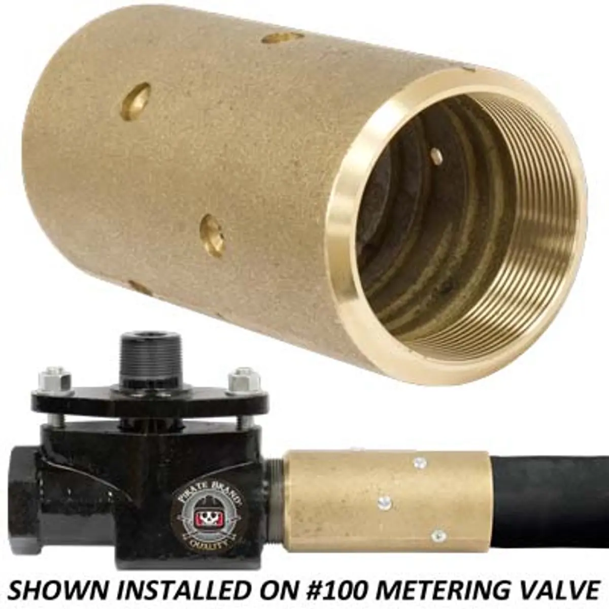 Pirate Brand - Key Houston Style, Blast Hose Coupling, #100 Metering, 2" Nps, Brass, 175 Psi Max, Fits 1-1/2" Blast Hose W/ 2-3/8" Od 1