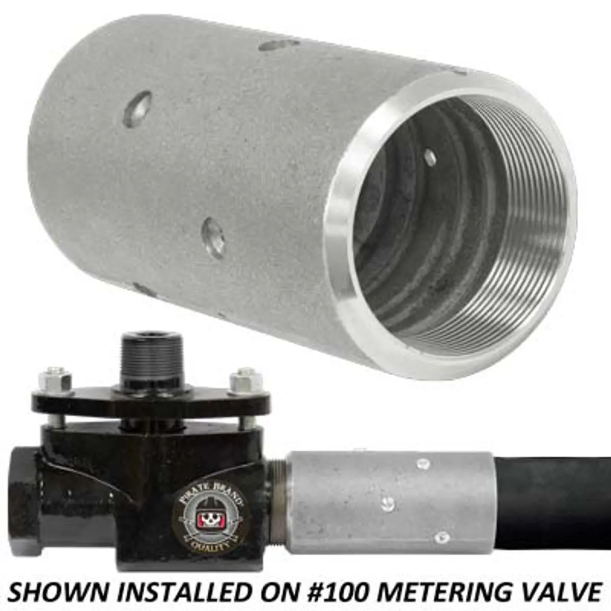 Pirate Brand - Key Houston Style, Blast Hose Coupling, #100 Metering, 2" Nps, Aluminum, 150 Psi Max, Fits 1-1/2" Blast Hose W/ 2-3/8" Od 1