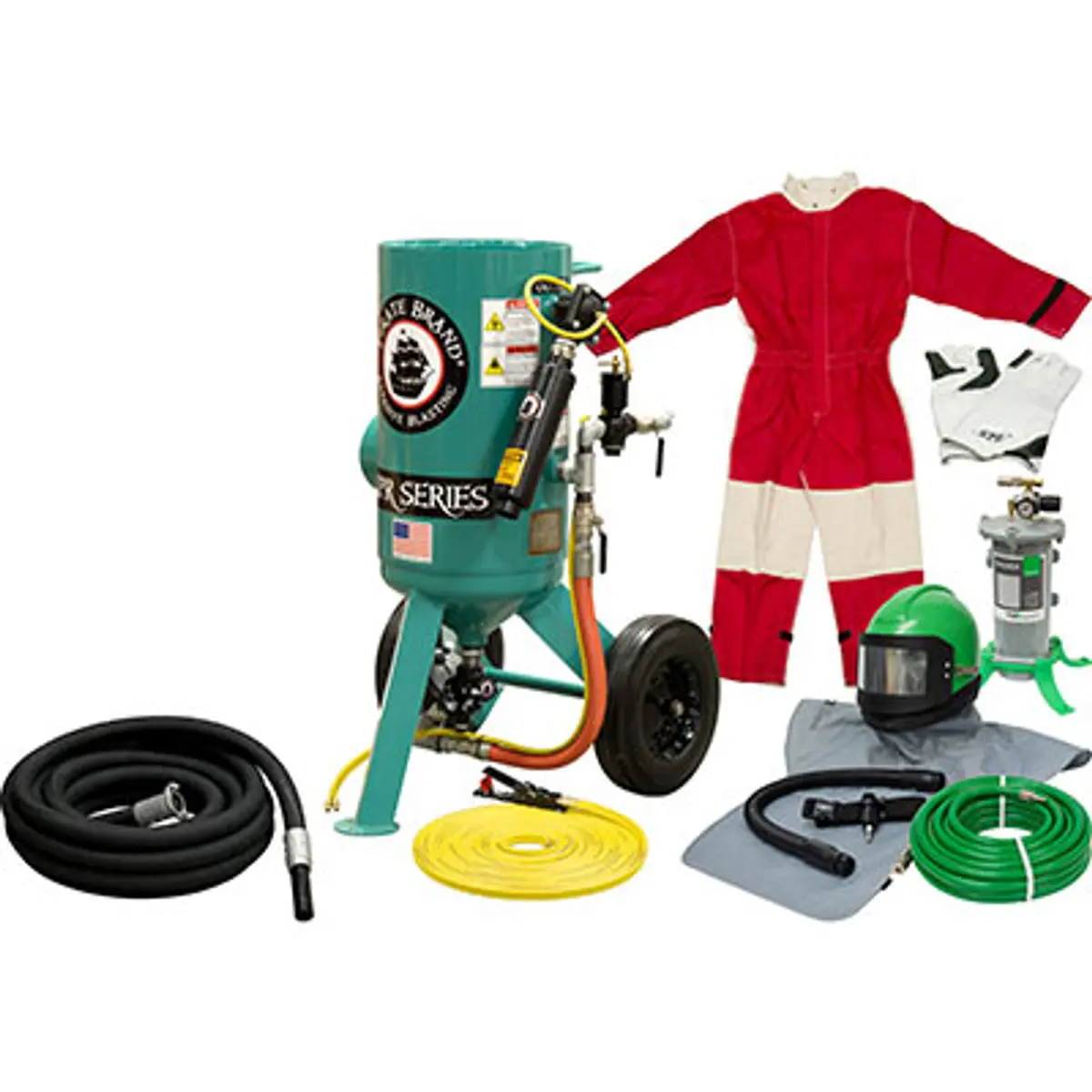Pirate Brand, C-Series, 3 Cu Ft., Silver Blasting Package - Blast Pot, Portable, Pressure Release System, Pneumatic Controls W/Amv Ii™ Metering Valve 1