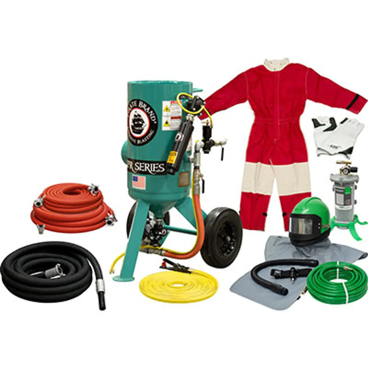 Pirate Brand, C-Series, 3 Cu Ft., Gold Blasting Package - Blast Pot, Portable, Pressure Release System, Pneumatic Controls W/Amv Ii™ Metering Valve 1