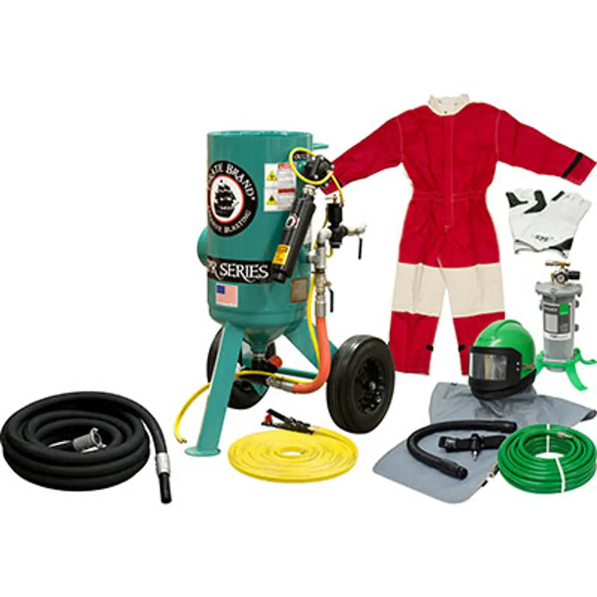Pirate Brand, C-Series, 3 Cu Ft., Silver Blasting Package - Blast Pot, Portable, Pressure Release System, Pneumatic Controls W/Mpv Metering Valve 1