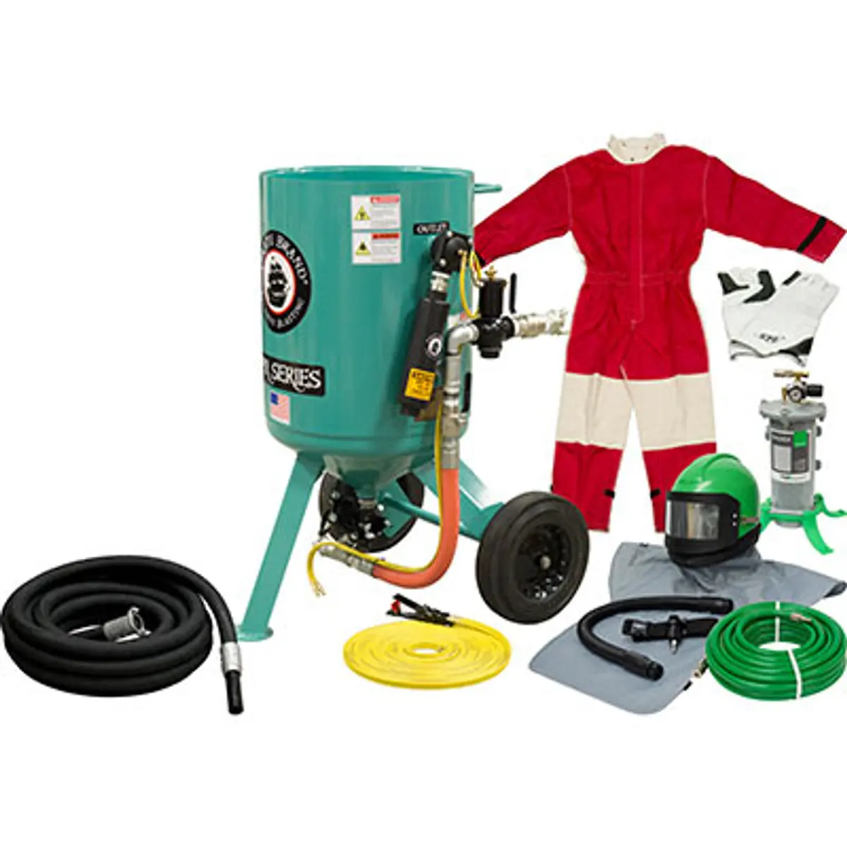 Pirate Brand, C-Series, 6 Cu Ft., Silver Blasting Package - Blast Pot, Portable, Pressure Release System, Pneumatic Controls W/Amv Ii™ Metering Valve 1