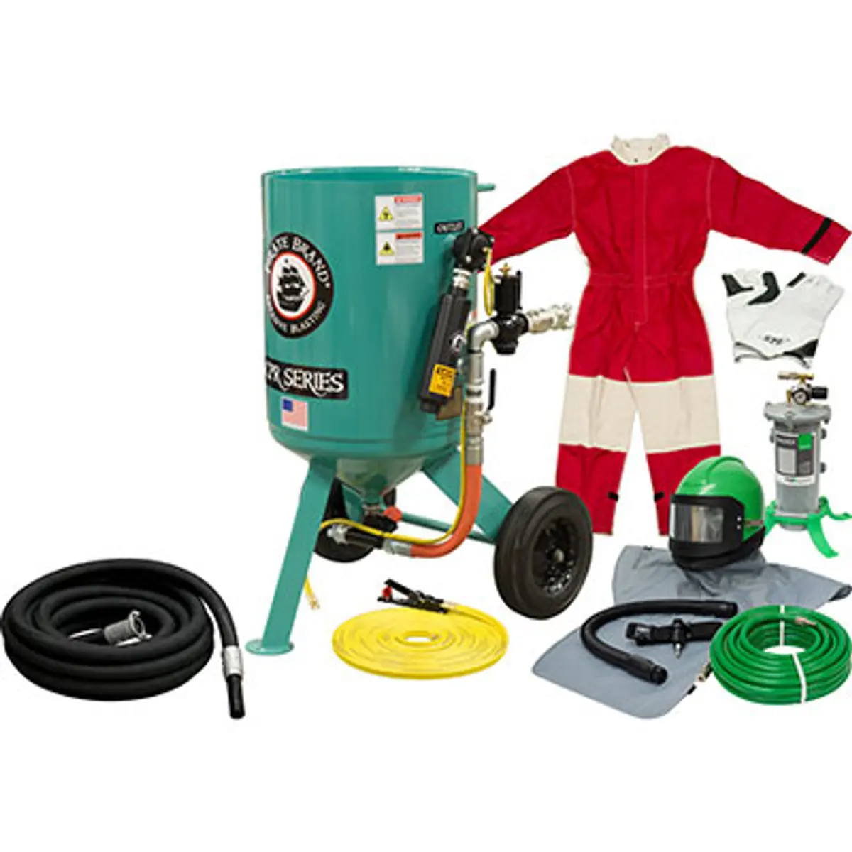 Pirate Brand, C-Series, 6 Cu Ft., Silver Blasting Package - Blast Pot, Portable, Pressure Release System, Pneumatic Controls W/Mpv Metering Valve 1