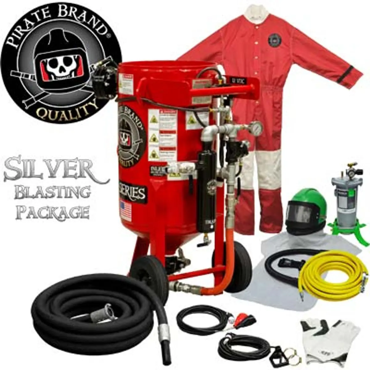 Pirate Brand, E-Series, 3.5 Cu Ft., Silver Blasting Package - Blast Pot, Portable, Pressure Release System, 12Vdc Electric Controls 1