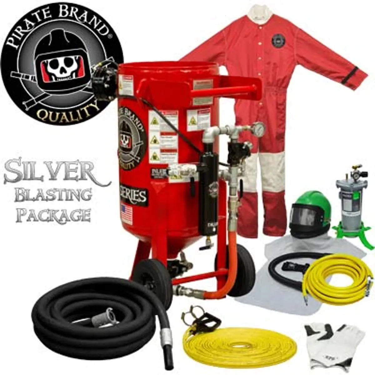 Pirate Brand, E-Series, 3.5 Cu Ft., Silver Blasting Package - Blast Pot, Portable, Pressure Release System, Pneumatic Controls 1