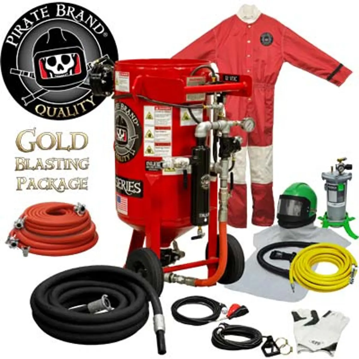 Pirate Brand, E-Series, 3.5 Cu Ft., Gold Blasting Package - Blast Pot, Portable, Pressure Release System, 12Vdc Electric Controls 1