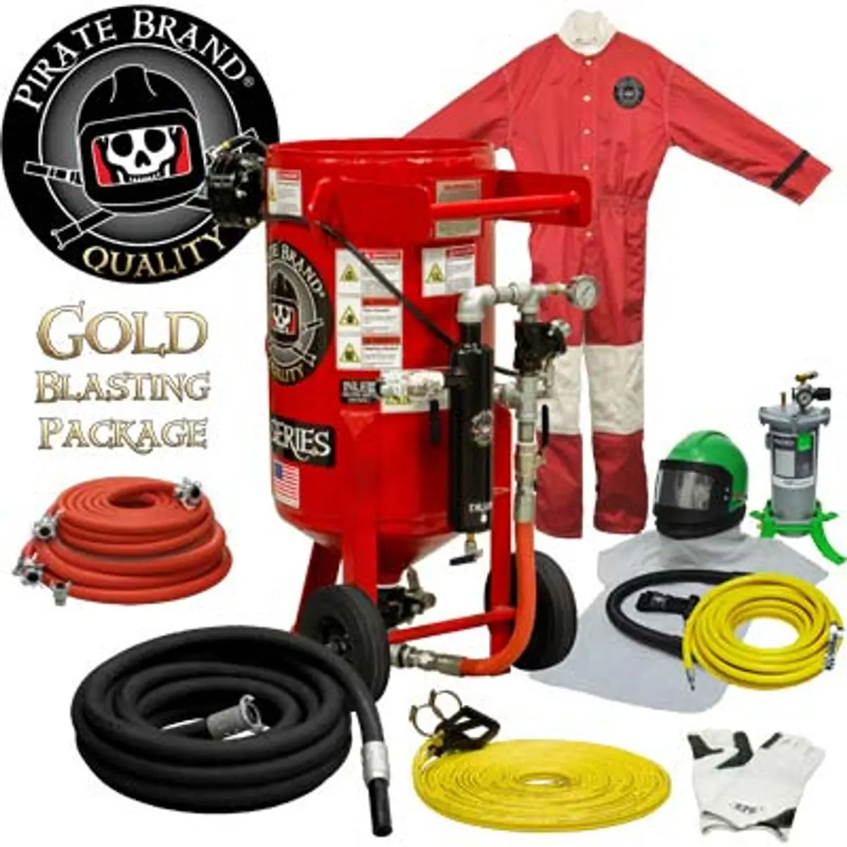 Pirate Brand, E-Series, 3.5 Cu Ft., Gold Blasting Package - Blast Pot, Portable, Pressure Release System, Pneumatic Controls 1