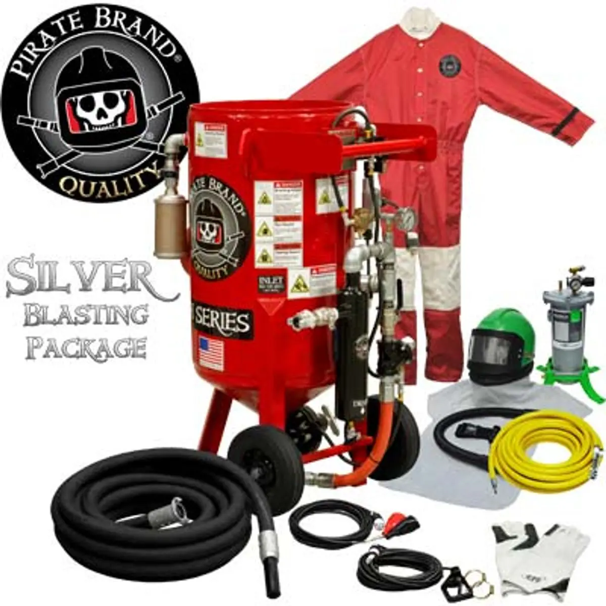 Pirate Brand, E-Series, 3.5 Cu Ft., Silver Blasting Package - Blast Pot, Portable, Pressure Hold System, 12Vdc Electric Controls 1