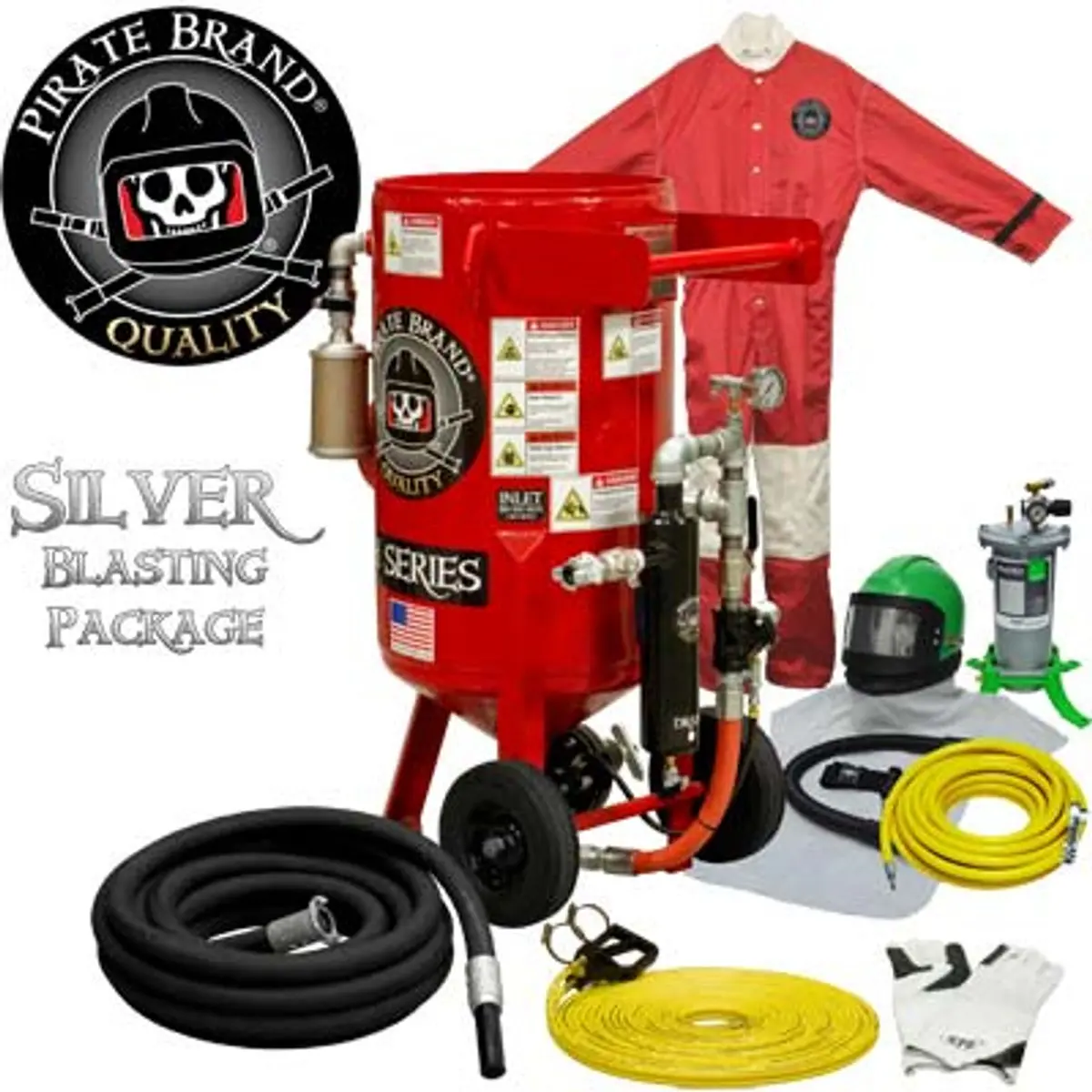 Pirate Brand, E-Series, 3.5 Cu Ft., Silver Blasting Package - Blast Pot, Portable, Pressure Hold System, Pneumatic Controls 1