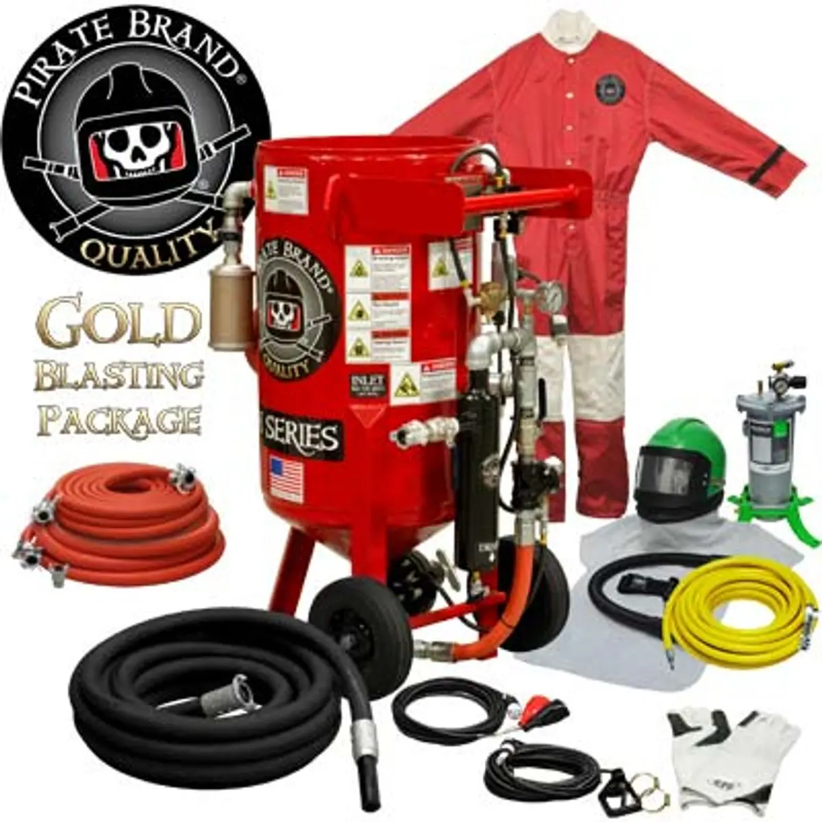Pirate Brand, E-Series, 3.5 Cu Ft., Gold Blasting Package - Blast Pot, Portable, Pressure Hold System, 12Vdc Electric Controls 1