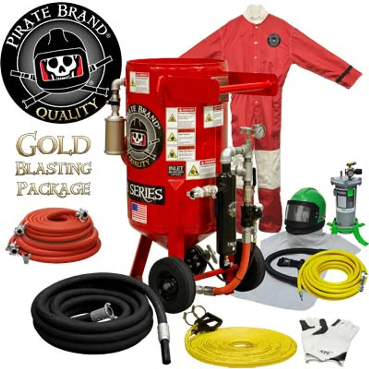 Pirate Brand, E-Series, 3.5 Cu Ft., Gold Blasting Package - Blast Pot, Portable, Pressure Hold System, Pneumatic Controls 1