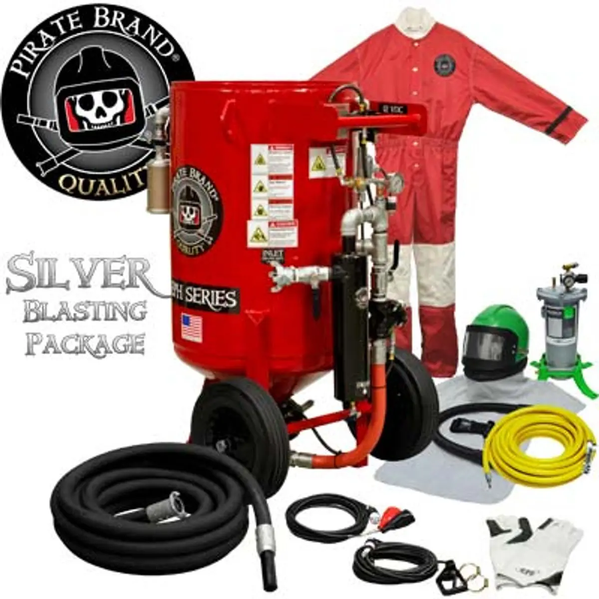 Pirate Brand, E-Series, 6.5 Cu Ft., Silver Blasting Package - Blast Pot, Portable, Pressure Hold System, 12Vdc Electric Controls 1