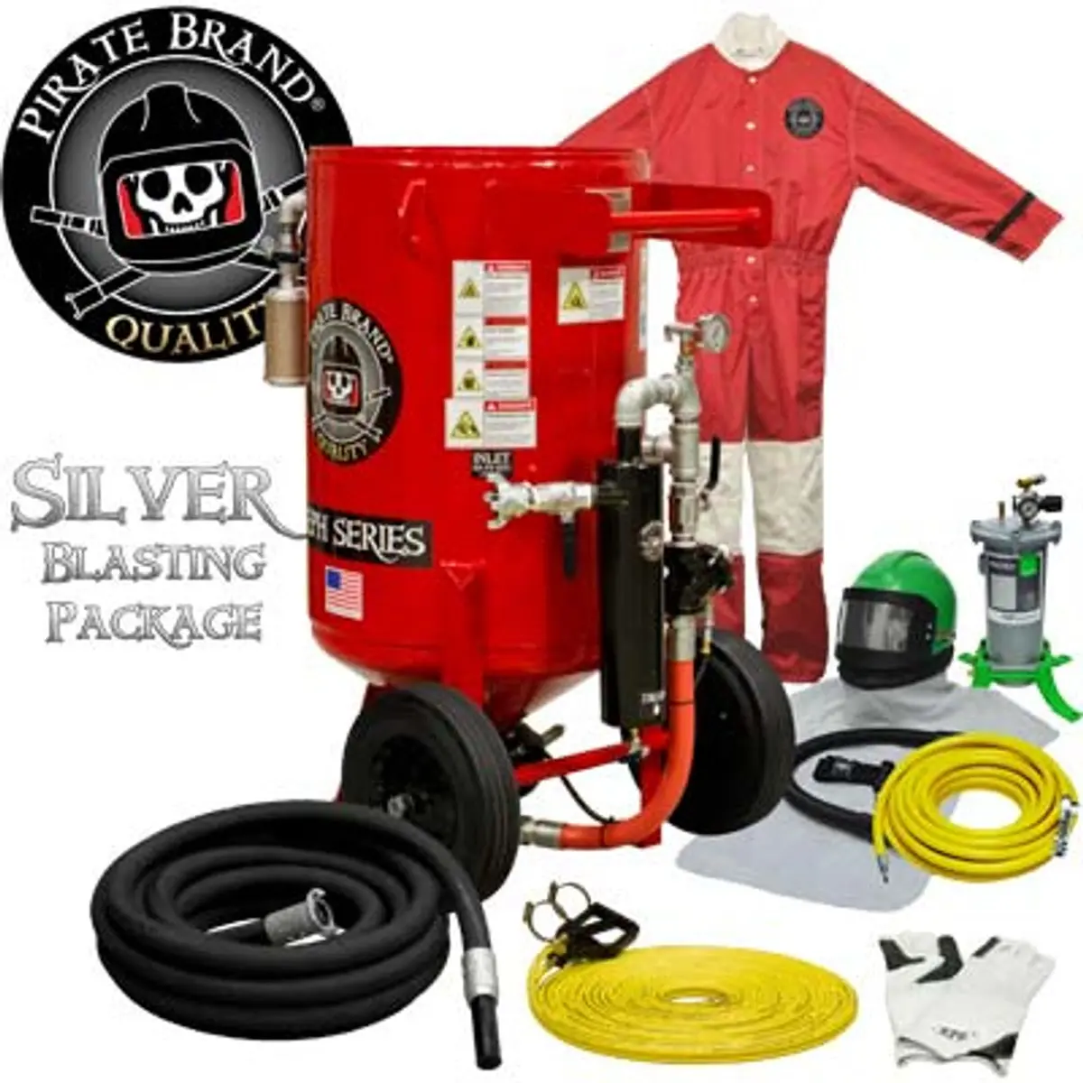 Pirate Brand, E-Series, 6.5 Cu Ft., Silver Blasting Package - Blast Pot, Portable, Pressure Hold System, Pneumatic Controls 1