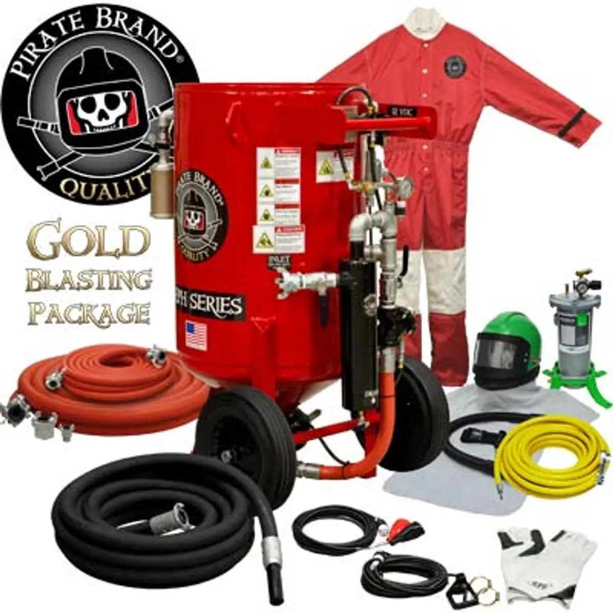 Pirate Brand, E-Series, 6.5 Cu Ft., Gold Blasting Package - Blast Pot, Portable, Pressure Hold System, 12Vdc Electric Controls 1
