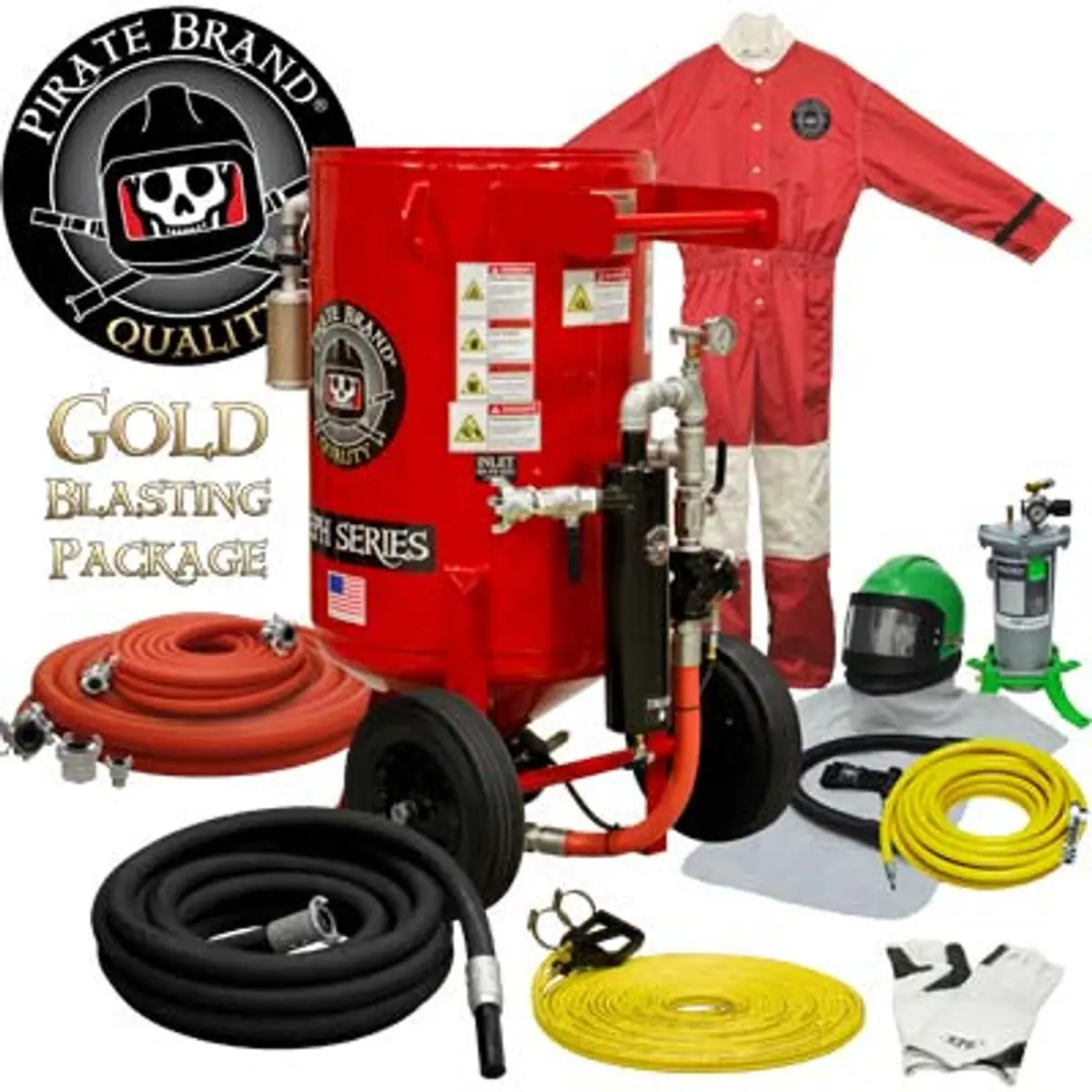 Pirate Brand, E-Series, 6.5 Cu Ft., Gold Blasting Package - Blast Pot, Portable, Pressure Hold System, Pneumatic Controls 1