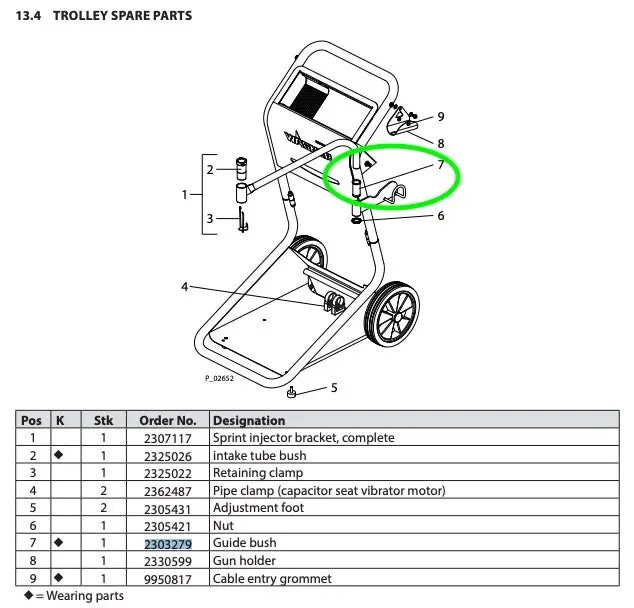 Wagner Sprint Injector Bracket Guide Bushing (Part# 2303279) 1