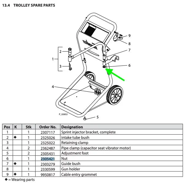 Wagner Sprint Injector Bracket, Nut ( Part# 2305421 ) 1