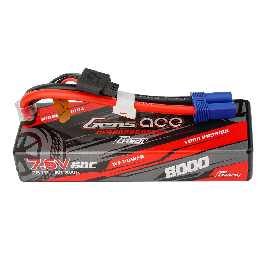 Gens Ace G-Tech 8000Mah 7.6V 2S1p 60C Hardcase Lipo Battery Pack With Ec5 Plug 1