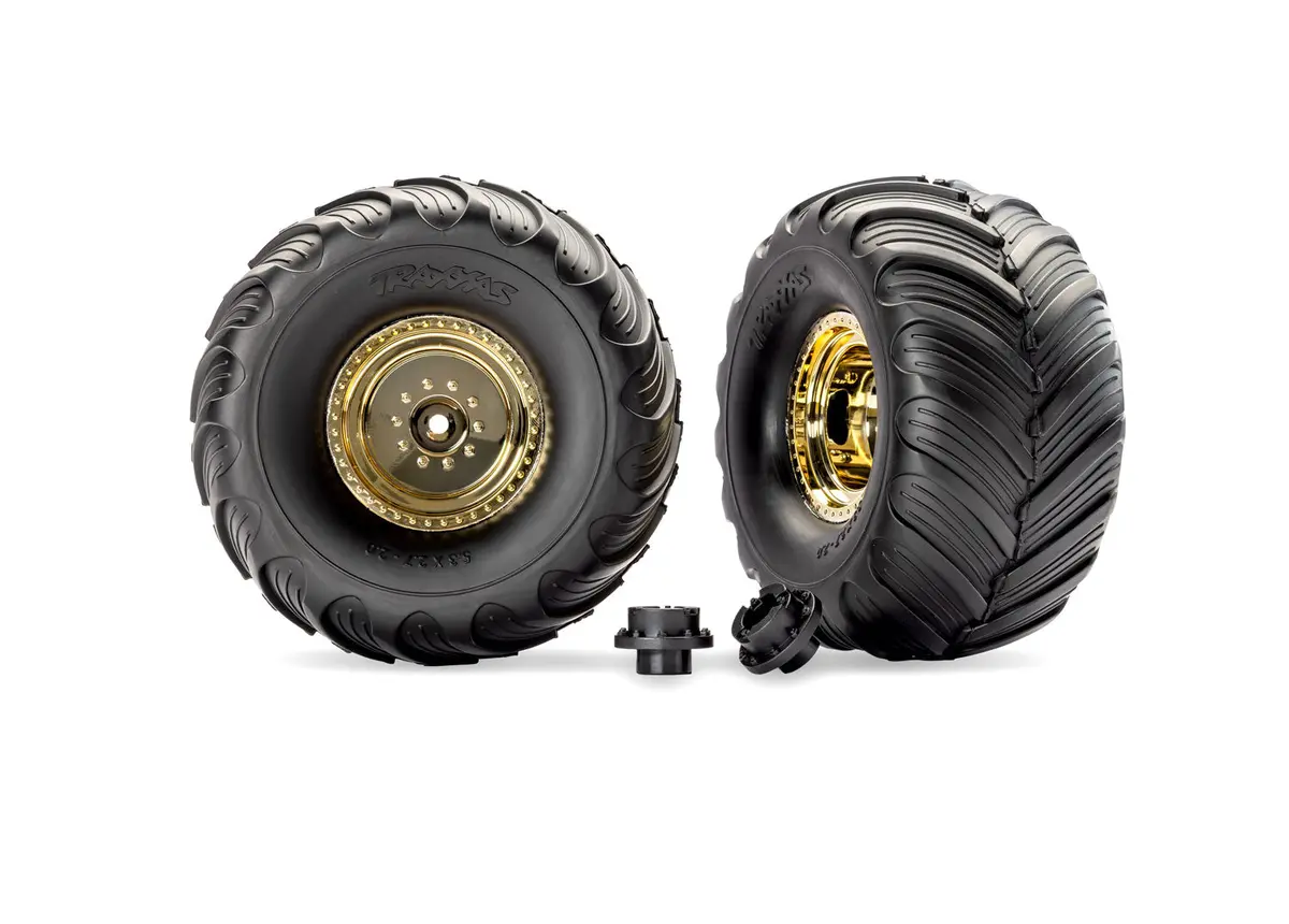 Gold Monster Truck Wheels & Terra Groove Tires (2) 1