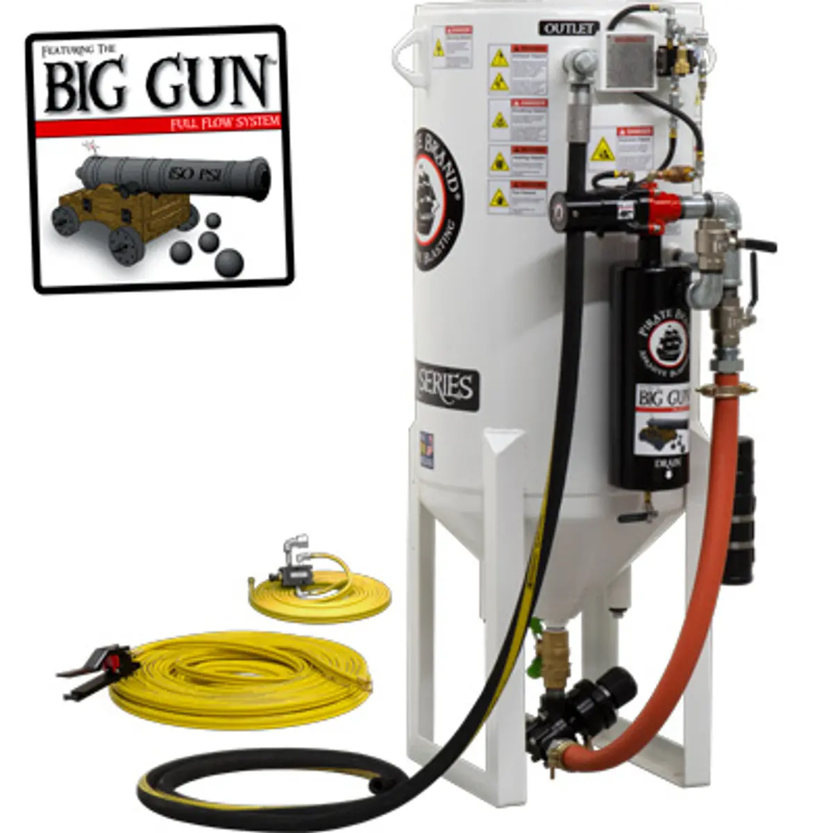 Pirate Brand, S-Series - 10 Cu Ft., Single Outlet W/ Abrasive Cut-Off (Wall Mounted) - Blast Pot, Stationary, Pressure Release System, Pneumatic Controls 1