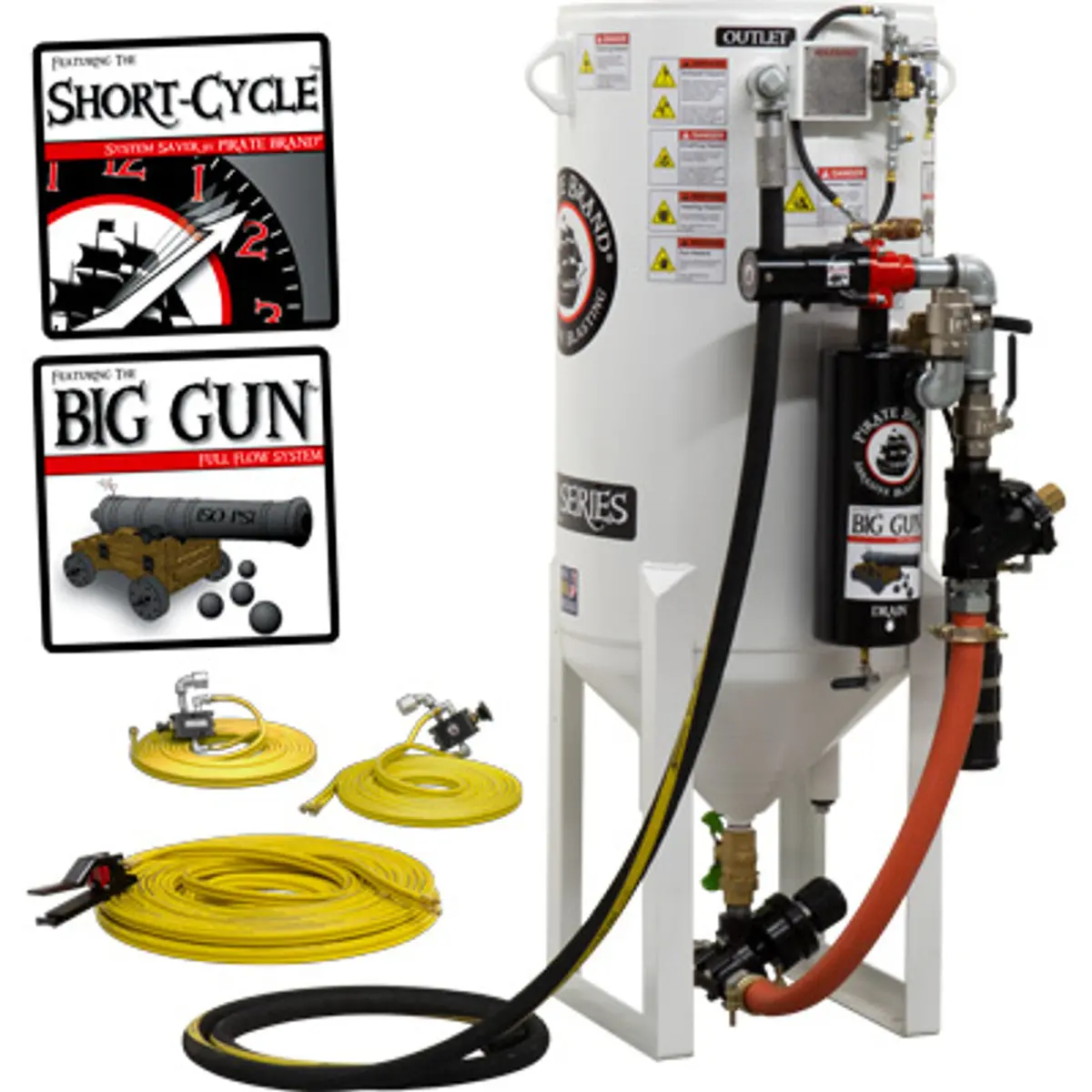 Pirate Brand, S-Series, Short-Cycle™ Series - 10 Cu Ft., Single Outlet W/ Abrasive Cut-Off (Wall Mounted) - Blast Pot, Stationary, Pressure Release System, Pneumatic Controls 1