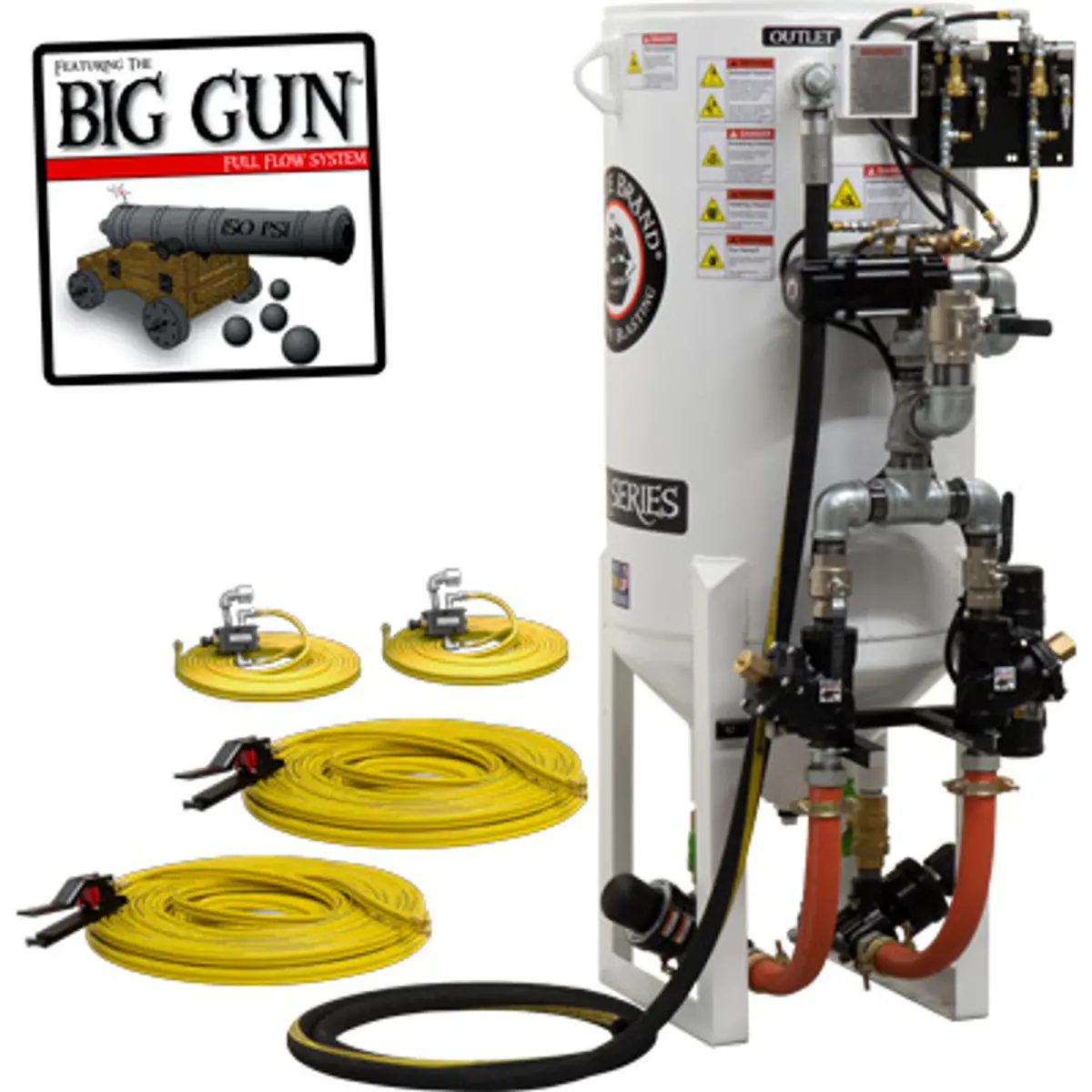 Pirate Brand, S-Series - 10 Cu Ft., Double Outlet W/ Abrasive Cut-Off (Wall Mounted) - Blast Pot, Stationary, Pressure Release System, Pneumatic Controls 1