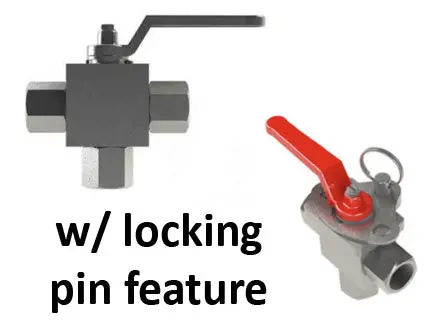 Hosco 3-Way Ball Valve W/ Locking Pin Feature, Female Tapered Pipe Thread 1