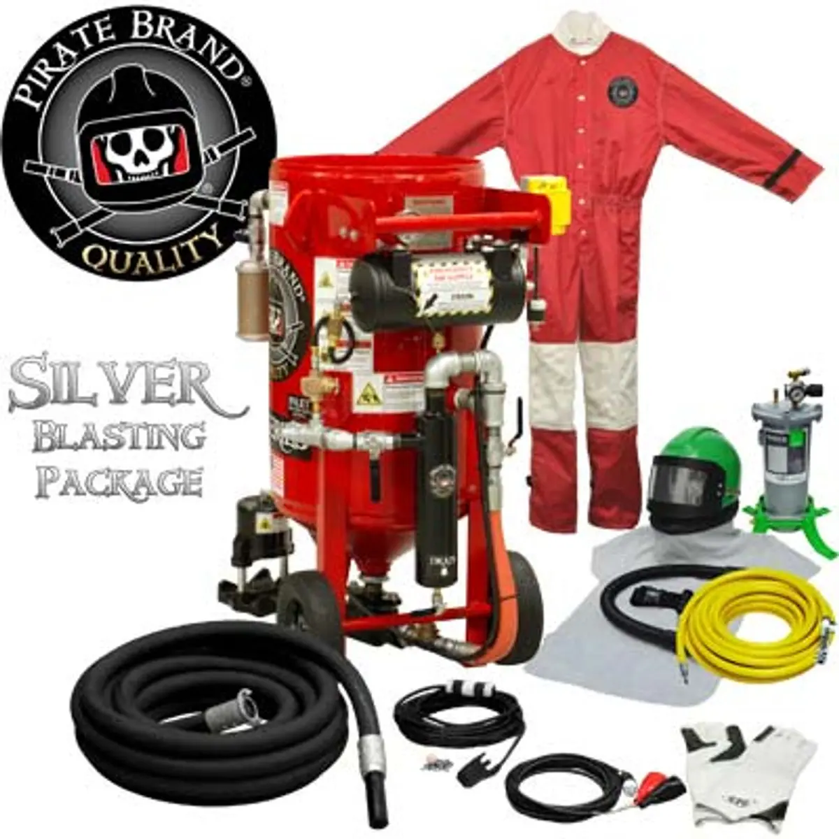 Pirate Brand, K-Series, 3.5 Cu Ft., Silver Blasting Package - Blast Pot, Portable, Pressure Hold System, 12Vdc Electric Controls W/ #100 Metering Valve 1