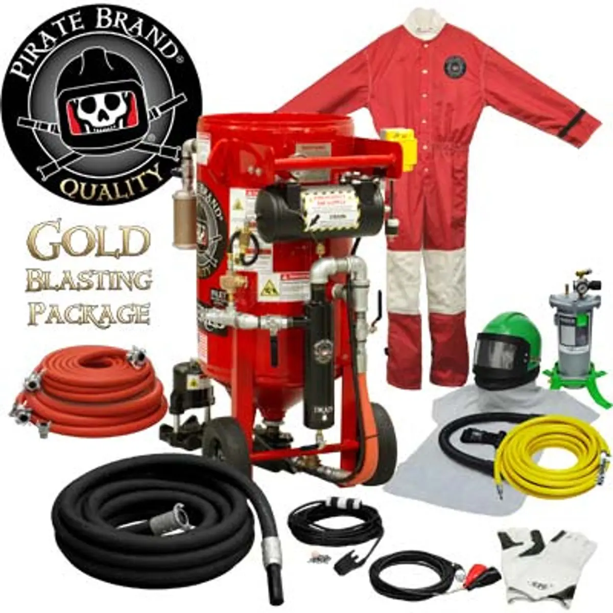 Pirate Brand, K-Series, 3.5 Cu Ft., Gold Blasting Package - Blast Pot, Portable, Pressure Hold System, 12Vdc Electric Controls W/ #100 Metering Valve 1