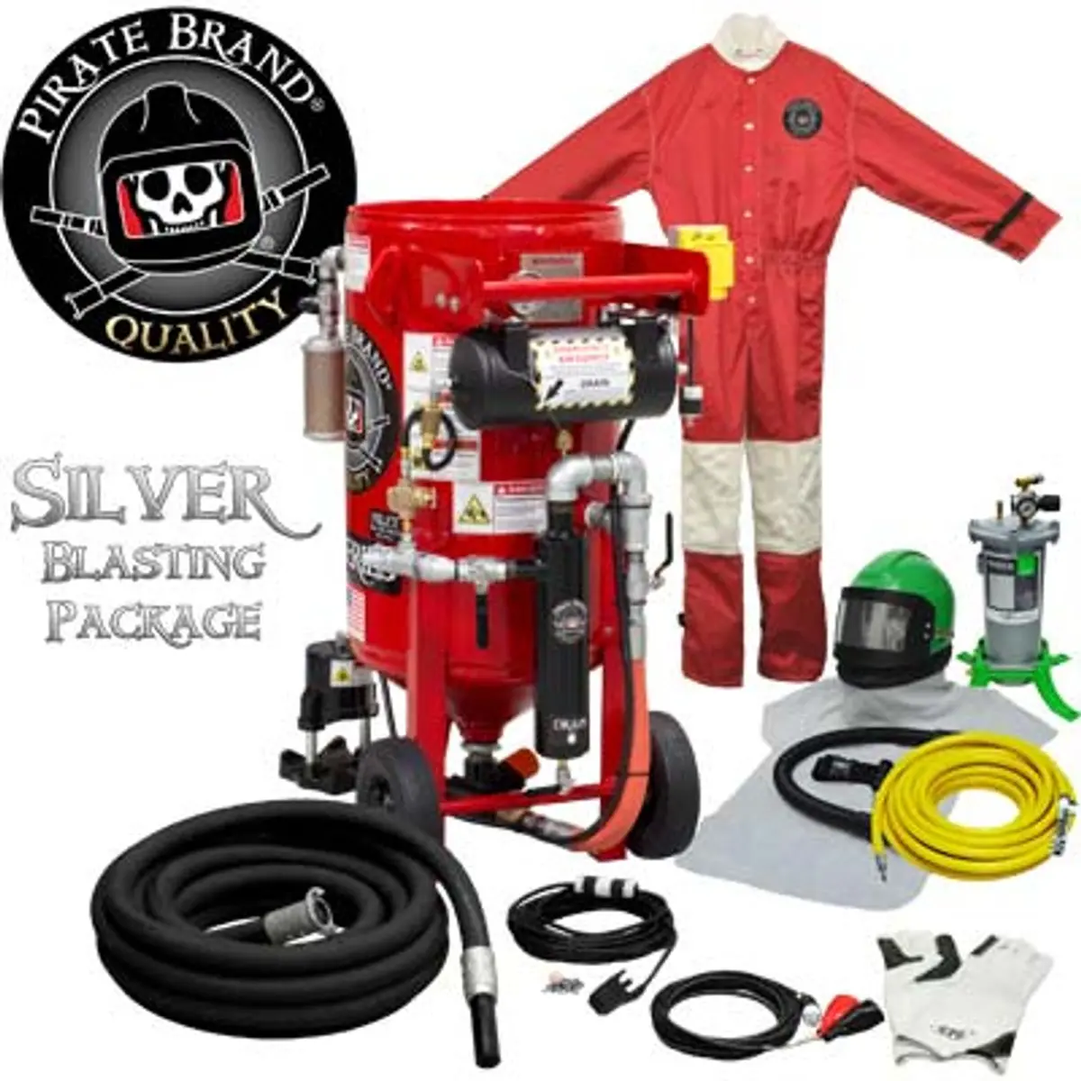 Pirate Brand, K-Series, 3.5 Cu Ft., Silver Blasting Package - Blast Pot, Portable, Pressure Hold System, 12Vdc Electric Controls W/ Mpv Metering Valve 1