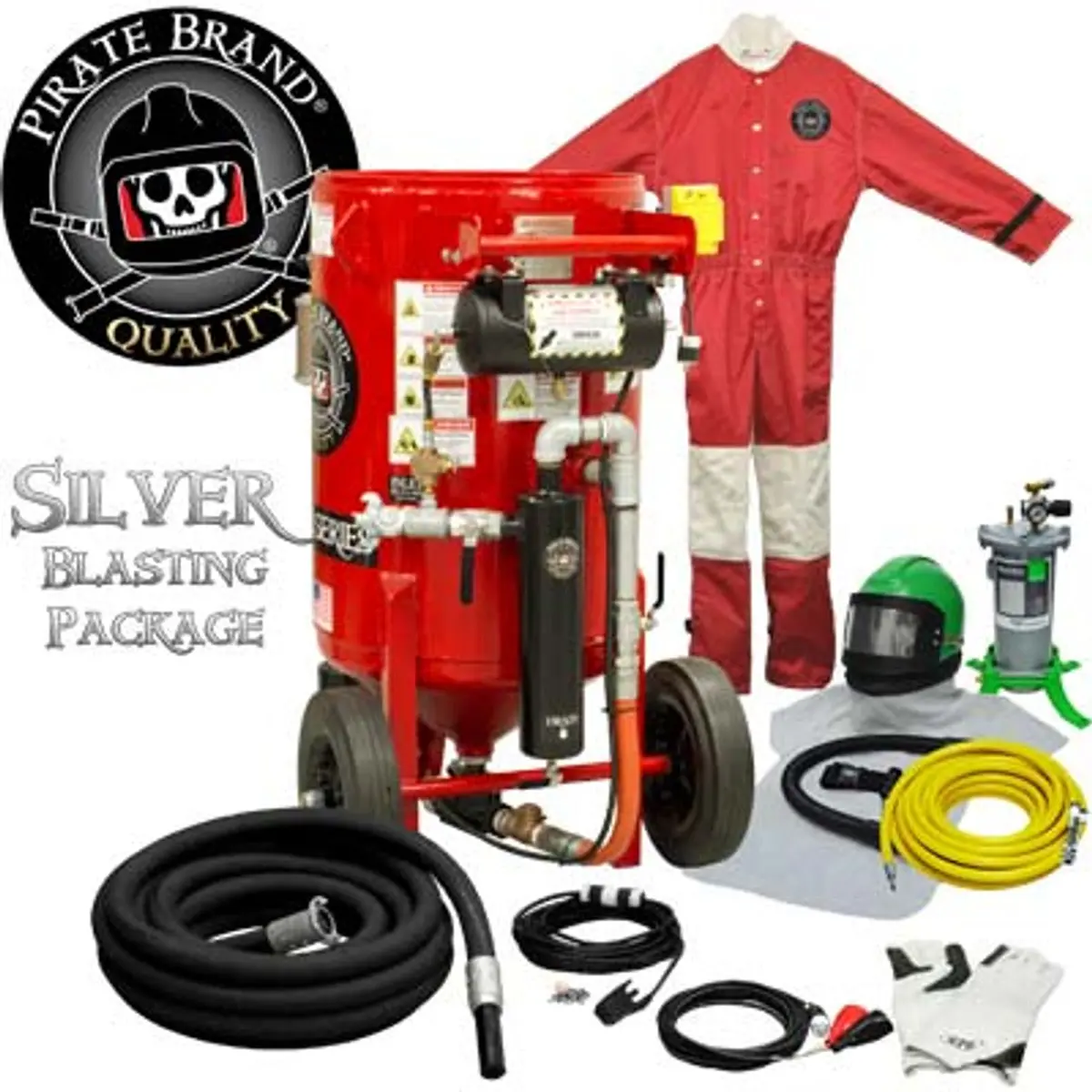 Pirate Brand, K-Series, 6.5 Cu Ft., Silver Blasting Package - Blast Pot, Portable, Pressure Hold System, 12Vdc Electric Controls W/ #100 Metering Valve 1