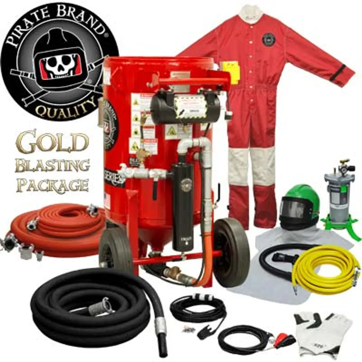 Pirate Brand, K-Series, 6.5 Cu Ft., Gold Blasting Package - Blast Pot, Portable, Pressure Hold System, 12Vdc Electric Controls W/ #100 Metering Valve 1