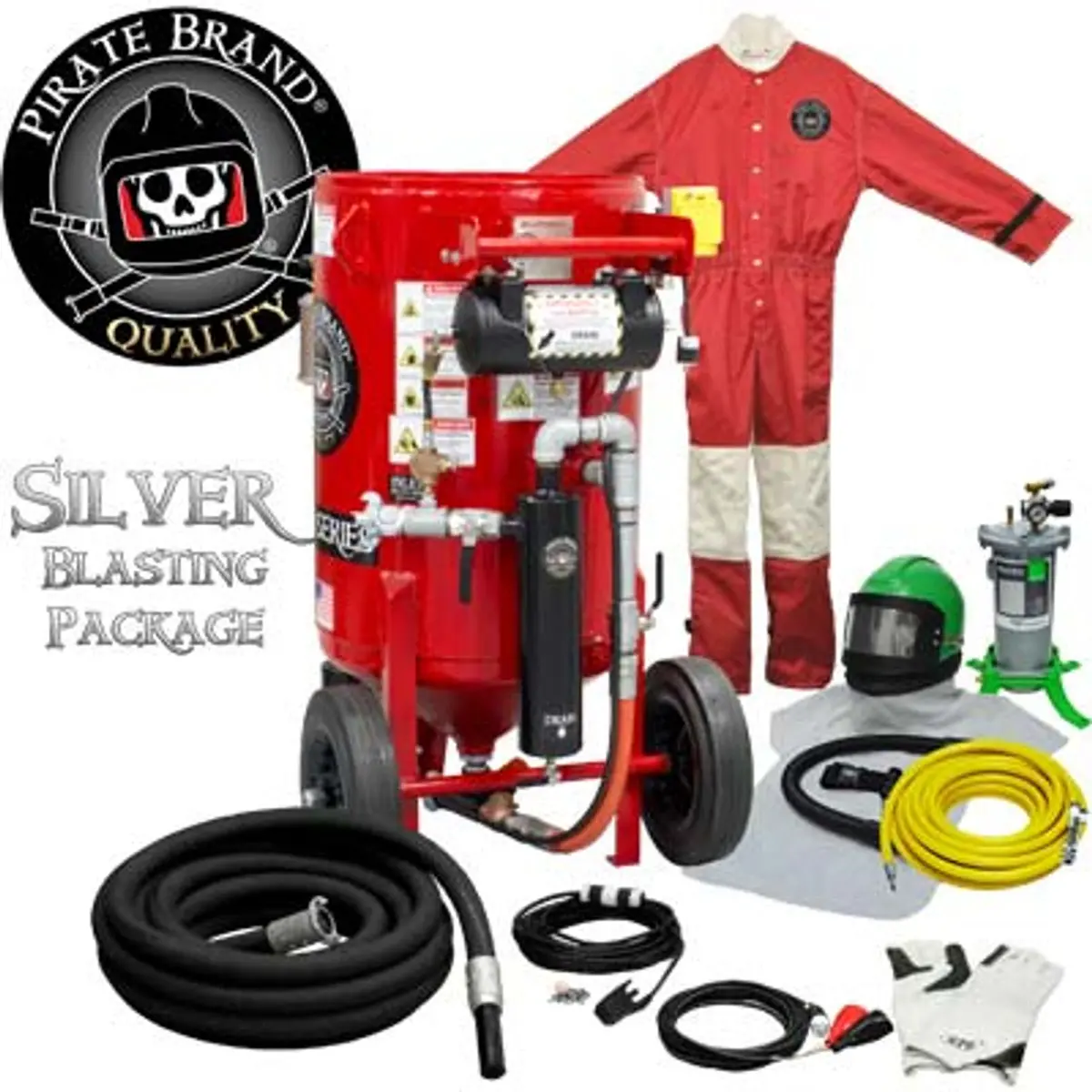 Pirate Brand, K-Series, 6.5 Cu Ft., Silver Blasting Package - Blast Pot, Portable, Pressure Hold System, 12Vdc Electric Controls W/ Mpv Metering Valve 1