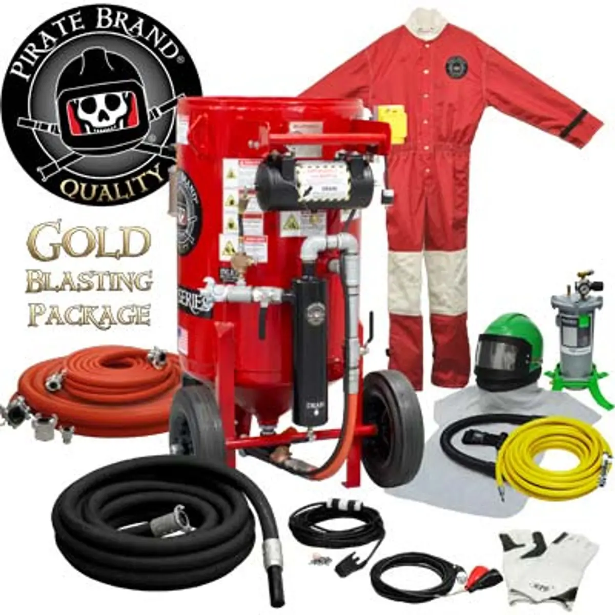 Pirate Brand, K-Series, 6.5 Cu Ft., Gold Blasting Package - Blast Pot, Portable, Pressure Hold System, 12Vdc Electric Controls W/ Mpv Metering Valve 1