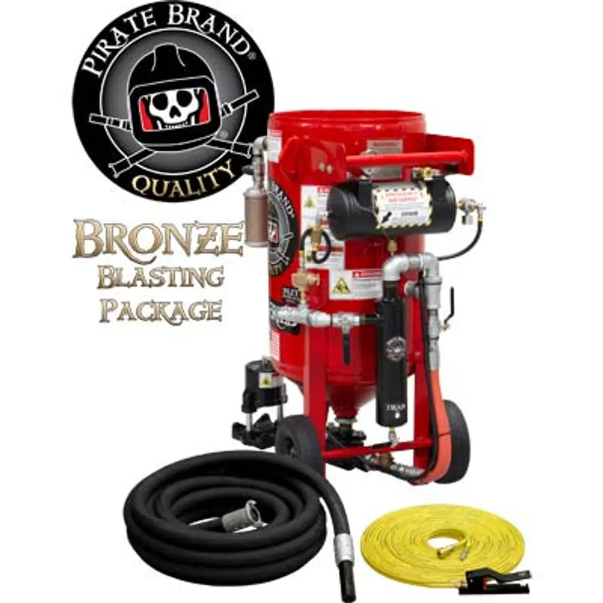 Pirate Brand, K-Series, 3.5 Cu Ft., Bronze Blasting Package - Blast Pot, Portable, Pressure Hold System, Pneumatic Controls W/ #100 Metering Valve 1